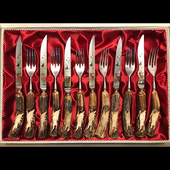 Other - ANTON WINGEN JR GERMANY, ANTLER 12 PC. CUTLERY SET